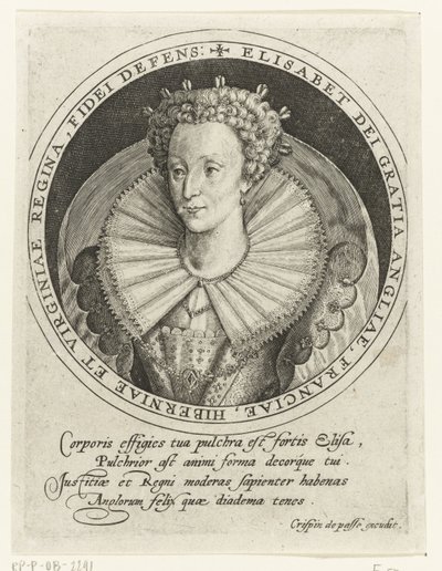 Porträt von Königin Elizabeth I. von England von Crispin I de Passe