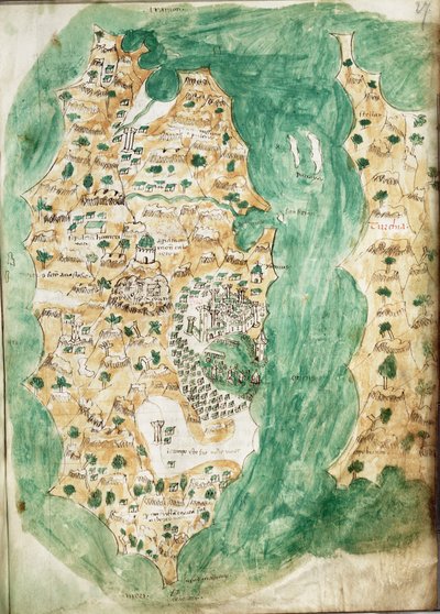 Karte von Khios und angrenzendem Festland, ca. 1420 von Cristoforo Buondelmonti