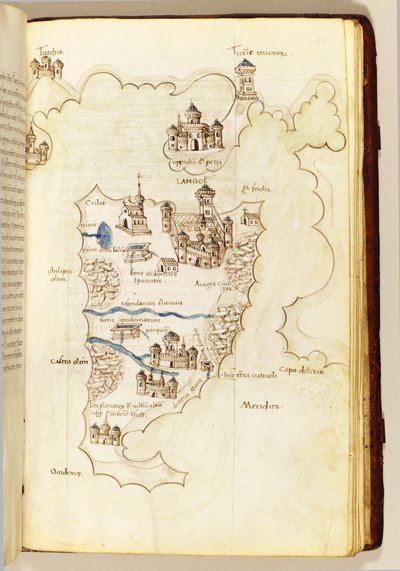 Karte, Illustration aus "Das Buch der Inseln des Archipels" von Cristoforo Buondelmonti