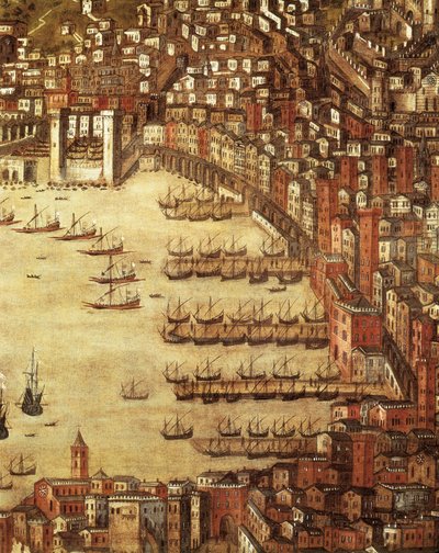 Ansicht von Genua und seiner Burg (Detail) von Cristoforo de Grassi