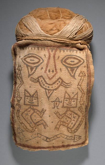 Falscher Kopf für Bestattungsbündel oder Mumienmaske, 200-100 v. Chr. von Culture Paracas