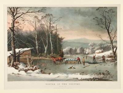 Winter auf dem Land / Eis holen von Currier and Ives