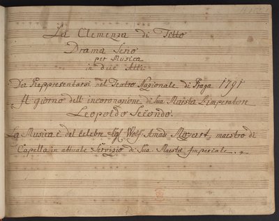 Titelseite der Partitur La Clemenza di Tito von Czech School