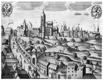 Ansicht von Prag mit dem Kaiserpalast und dem Theologischen Kolleg, ca. 1618 von Czech School