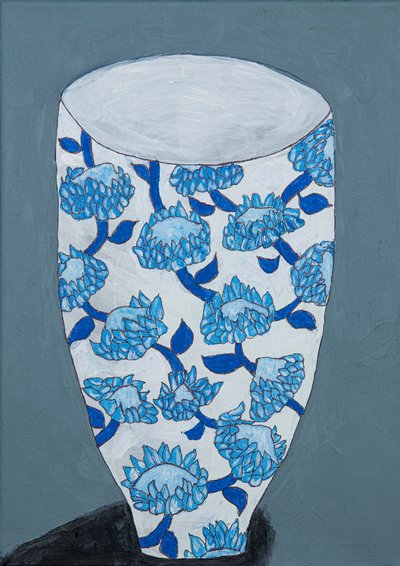 Blaue Blumenvase von Dale Hefer & Family