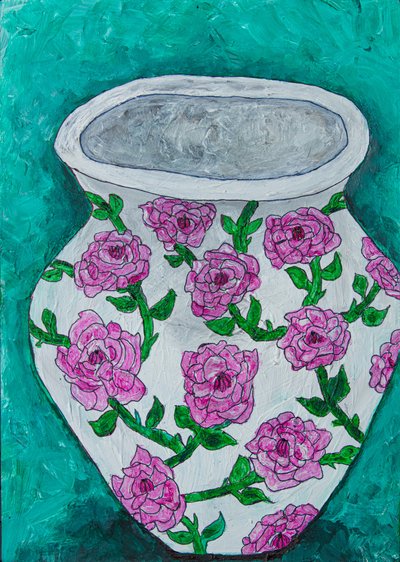 Rosa Rosen Vase von Dale Hefer & Family