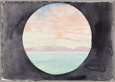 Bucht von Tunis durch Bullauge des Dampfschiffs Fürst Bismark, Tunesien, Reiseskizze von Daniel Burnham