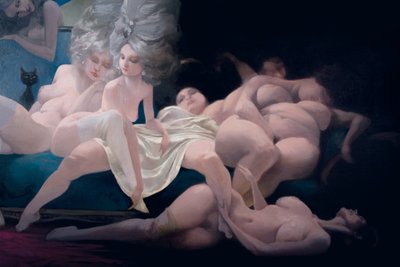 Die junge Braut und ihre Freunde (Detail), aus Blaubart von Charles Perrault (1628-1703) von Daniel Cacouault