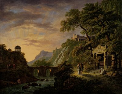 Arkadische Landschaft mit untergehender Sonne von Daniel Dupre