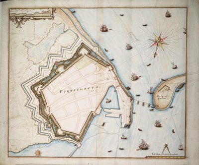Karte von Portsmouth, ca. 1668 von Daniel Favreau de la Fabvolliere
