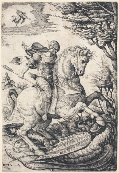 Heiliger Georg zu Pferd tötet den Drachen von Daniel Hopfer