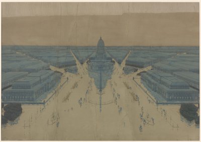 Ansicht des vorgeschlagenen Bürgerzentrums und der Gebäude, Der Plan von Chicago 1909 von Daniel Hudson Burnham