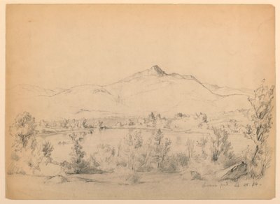 Zeichnung, Chocorua-Teich und Berg, New Hampshire, 28. September 1854 von Daniel Huntington