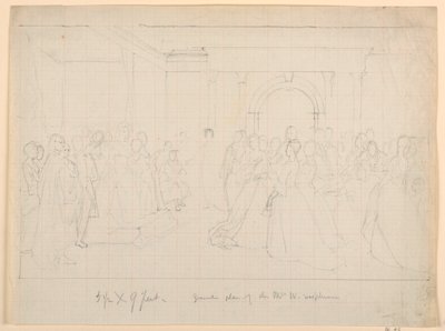 Allgemeiner Plan für "Martha Washington Empfang", 1860 von Daniel Huntington