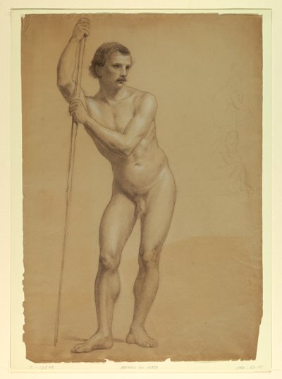 Zeichnung, Männlicher Akt stehend, Zwei S, 1866 von Daniel Huntington