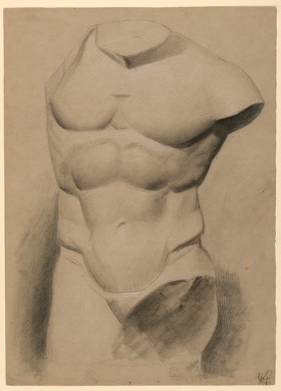 Zeichnung, Männlicher Torso von einem Gipsabdruck, 1840 von Daniel Huntington