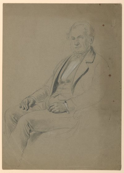 Zeichnung, Mann sitzt, 1860 von Daniel Huntington