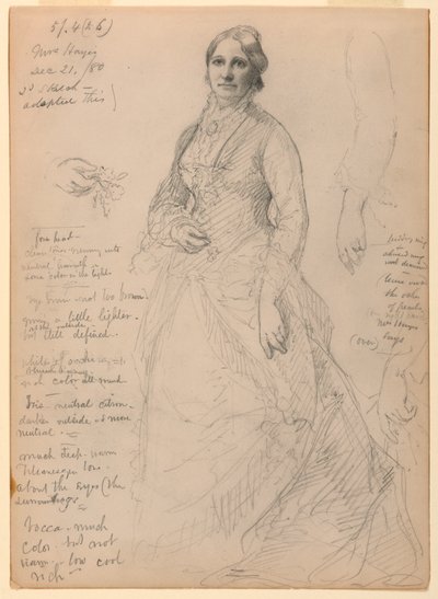 Zeichnung, Frau Rutherford B. Hayes, 21. Dezember 1880 von Daniel Huntington