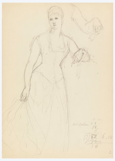 Zeichnung, Skizze für ein Porträt von Bella Worsham, 1878 von Daniel Huntington