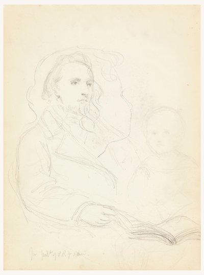 Zeichnung, Skizzen für "Lektion der Nächstenliebe" und Porträt von Peter Richards, Jr., 1849 von Daniel Huntington