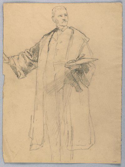 Zeichnung, Studie für "Titian zeigt, 1872" von Daniel Huntington