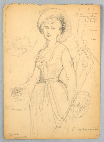 Skizze von Julia Wells für "My Cousin in Blue" von Daniel Huntington