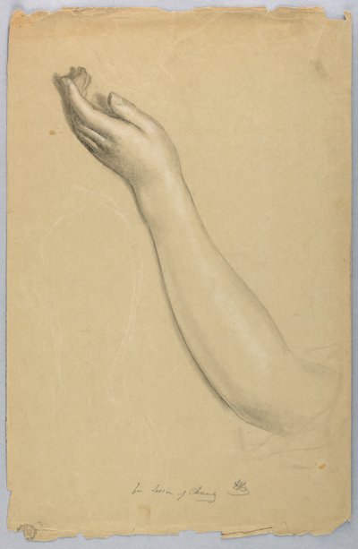 Studie der linken Hand für "Lektion der Nächstenliebe" von Daniel Huntington