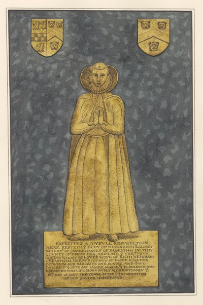 Messingplatte für Elizabeth Harvey aus der Kirche von East Ham von Daniel Lysons