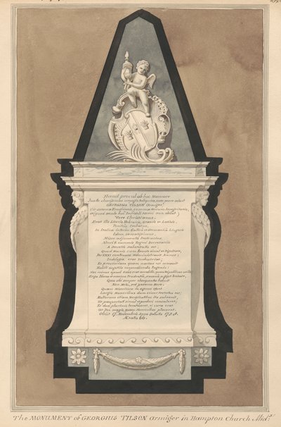 Gedenkstätte für George Tilson aus der Kirche von Hampton von Daniel Lysons