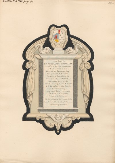 Gedenkstätte für Mrs. Trevelyan aus der Kirche von Heston von Daniel Lysons