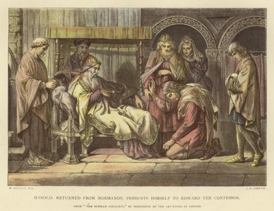 Harold, zurück aus der Normandie, stellt sich Edward dem Bekenner vor von Daniel Maclise