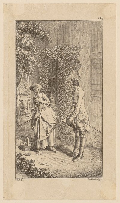 Bunkels Besuch bei seinem Freund Carl Turner, Blatt 5 aus "Leben Bemerkungen und Meinungen Johann Bunkels" von Daniel Nikolaus Chodowiecki