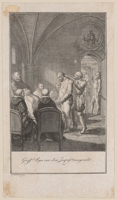 Graf Sayn vor dem Inquisitionsgericht von Daniel Nikolaus Chodowiecki