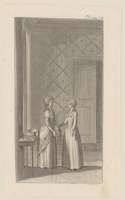 Hanne und Mariane in Weißes Lustspiel "Der Neid bringt sich selbst um sein Brot" von Daniel Nikolaus Chodowiecki