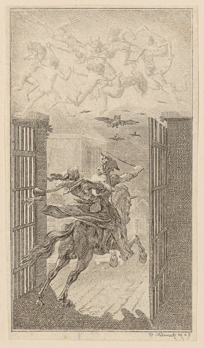 Lenore, Blatt 3 aus der ersten Ausgabe der "Gedichte von Gottfried August Bürger" von Daniel Nikolaus Chodowiecki