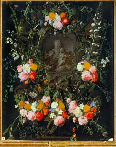 Madonna in einem Blumenkranz von Daniel Seghers