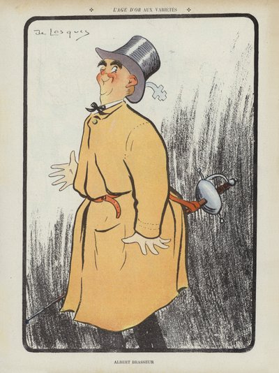 Albert Brasseur, französischer Komiker und Operettensänger. Illustration für Le Rire von Daniel de Losques