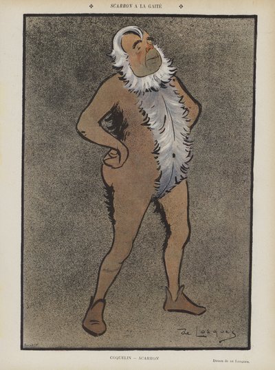 Französischer Schauspieler Benoit-Constant Coquelin in Scarron am Théâtre de la Gaîté. Illustration für Le Rire von Daniel de Losques