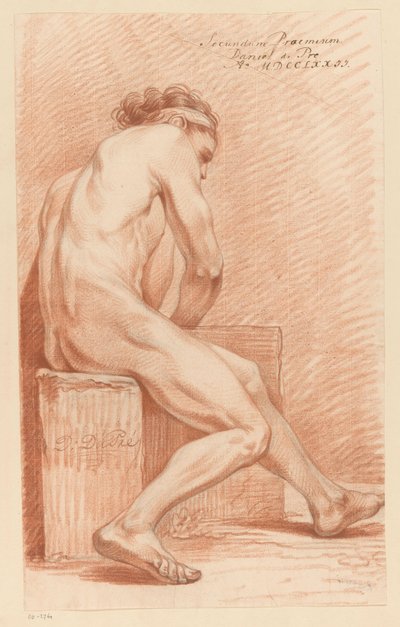 Sitzender männlicher Akt, von der Seite gesehen (2. Preis 1772) von Daniël Dupré