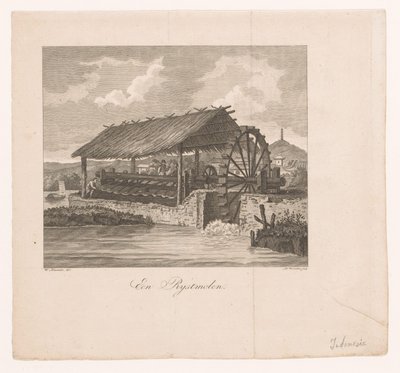 Reismühle durch ein Wasserrad angetrieben von Daniël Veelwaard (I)