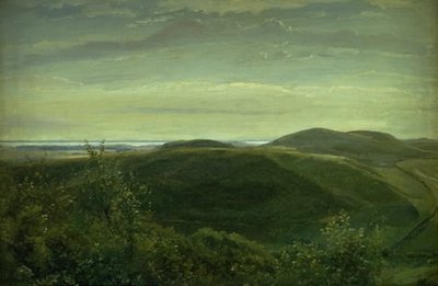 Die Küste von Jütland, gesehen von den Mølleknap-Hügeln auf Fünen. Studie von Dankvart Dreyer