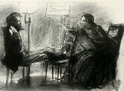 Elizabeth Siddal zeichnet Rossetti, 1853, 1947 von Dante Gabriel Charles Rossetti