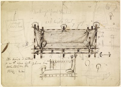 Zwei Entwürfe für ein Sofa, ca. 1861-62 von Dante Gabriel Charles Rossetti