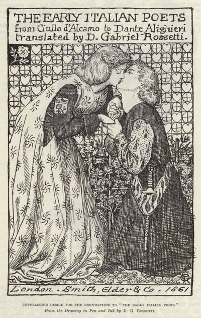 Unveröffentlichter Entwurf für das Frontispiz zu The Early Italian Poets von Dante Gabriel Charles Rossetti