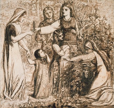 Dantes Vision von Matilda, die Blumen sammelt von Dante Gabriel Rossetti