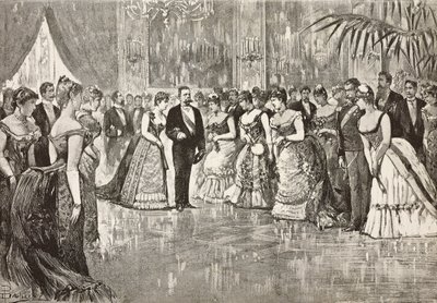 Umberto I (1844-1900), König von Italien, und seine Frau Margherita von Savoyen (1851-1926) auf einem Ball im Quirinalspalast, Rom, Italien von Dante Paolocci