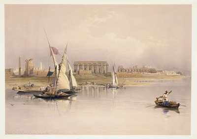 Ruinen von Luxor vom Nil aus, nach einer Zeichnung von David Roberts von David (after) Roberts