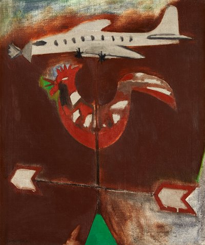 Wetterhahn und Silbernes Flugzeug von David Alan Redpath Michie