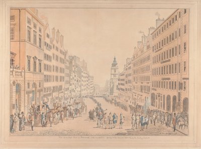 Blick auf die High Street von Edinburgh und den Kommissar von David Allan