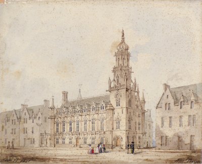 Die Dundee Royal Exchange mit Turm und Krone: Erste Zeichnung von David Bryce